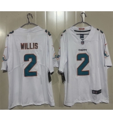 Men Miami Dolphins  2 Malik Willis White 2026 Vapor Limited Stitched Football Jersey