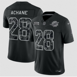 Men Miami Dolphins  28 De Von Achane Black F U S E  2026 Salute to Service Limited Stitched Football Jersey