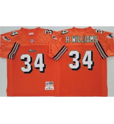 Men Miami Dolphins 34 Ricky Williams Orange Throwback Stitched Football Jersey
