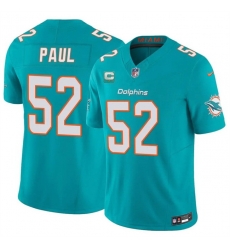 Men Miami Dolphins  52 Patrick Paul Aqua 2026 F U S E  1 Star C Patch Vapor Limited Stitched Football Jersey