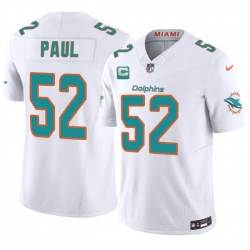 Men Miami Dolphins  52 Patrick Paul White 2026 F U S E  1 Star C Patch Vapor Limited Stitched Football Jersey