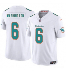 Men Miami Dolphins 6 Malik Washington White 2025 F U S E  Vapor Limited Stitched Football Jersey