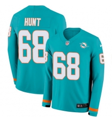 Nike Dolphins 68 Robert Hunt Aqua Green Team Color Men Stitched NFL Limited Therma Long Sleeve Jersey