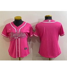 Women Miami Dolphins Blank Pink With Patch Cool Base Stitched Baseball Jersey