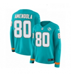 Womens Nike Miami Dolphins 80 Danny Amendola Limited Aqua Therma Long Sleeve NFL Jersey