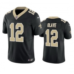 Men New Orleans Saints 12 Chris Olave Black 2023 F.U.S.E. Vapor Untouchable Limited Stitched Jersey
