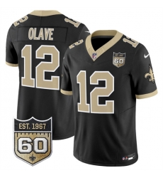 Men New Orleans Saints 12 Chris Olave Black 2026 F U S E 60th Anniversary Patch Vapor Limited Football Stitched Jersey Men New Orleans Saints 12 Chris Olave Black 2026 F U S E 60th Anniversary Patch Vapor Limited Football Stitched Jersey