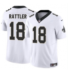 Men New Orleans Saints 18 Spencer Rattler White F U S E Vapor Limited Stitched Football Jersey