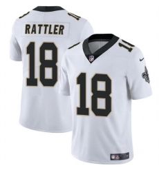 Men New Orleans Saints 18 Spencer Rattler White Vapor Limited Stitched Football Jersey