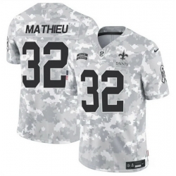 Men New Orleans Saints 32 Tyrann Mathieu 2024 F U S E Arctic Camo Salute To Service Limited Stitched Football Jersey