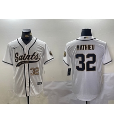 Men New Orleans Saints 32 Tyrann Mathieu White Cool Base Stitched Baseball Jersey 2