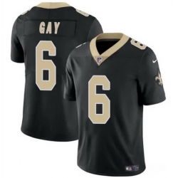 Men New Orleans Saints 6 Willie Gay Black Vapor Limited Stitched Football Jersey