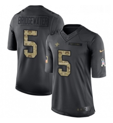 Mens Nike New Orleans Saints 5 Teddy Bridgewater Limited Black 2016 Salute to Service NFL Jersey