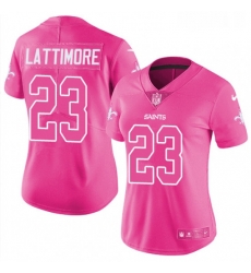 Womens Nike New Orleans Saints 23 Marshon Lattimore Limited Pink Rush Fashion NFL Jersey