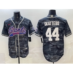 Men New York Giants 44 Cam Skattebo Gray Camo With Patch Cool Base Stitched Baseball Jersey