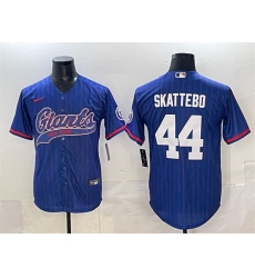 Men New York Giants 44 Cam Skattebo Royal Pinstripe With Patch Cool Base Stitched Baseball Jersey Men New York Giants 44 Cam Skattebo Royal Pinstripe With Patch Cool Base Stitched Baseball Jersey