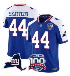Men New York Giants 44 Cam Skattebo Royal White 2025 Draft F U S E 100th Season 26 State Patch Vapor Limited Stitched Football Jersey Men New York Giants 44 Cam Skattebo Royal White 2025 Draft F U S E 100th Season 26 State Patch Vapor Limited Stitched Football Jersey
