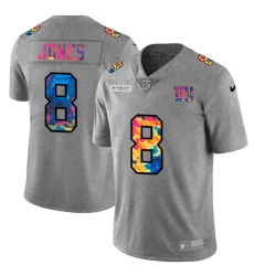 New York Giants 8 Daniel Jones Men Nike Multi Color 2020 NFL Crucial Catch NFL Jersey Greyheather