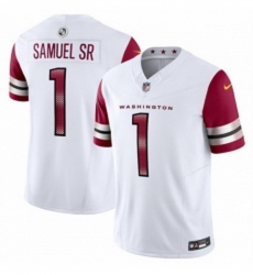 Men Washington Commanders 1 Deebo Samuel Sr White 2025 FUSE Vapor Limited Football Stitched Jersey Men Washington Commanders 1 Deebo Samuel Sr White 2025 FUSE Vapor Limited Football Stitched Jersey