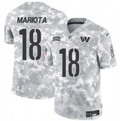 Men Washington Commanders 18 Marcus Mariota 2024 F U S E Arctic Camo Salute To Service Limited Stitched Football Jersey