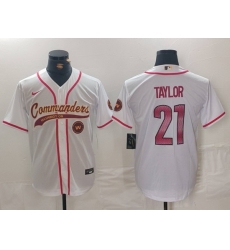 Men Washington Commanders 21 Sean Taylor White With Patch Cool Base Stitched Baseball Jersey 1 Men Washington Commanders 21 Sean Taylor White With Patch Cool Base Stitched Baseball Jersey 1