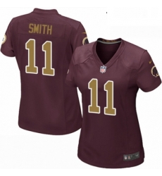 Womens Nike Washington Redskins 11 Alex Smith Game Burgundy RedGold Number Alternate 80TH Anniversary NFL Jersey