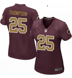 Womens Nike Washington Redskins 25 Chris Thompson Game Burgundy RedGold Number Alternate 80TH Anniversary NFL Jersey