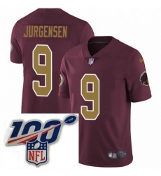 Youth Nike Washington Redskins 9 Sonny Jurgensen Burgundy RedGold Number Alternate 80TH Anniversary Vapor Untouchable Limited Stitched 100th anniversary Ne