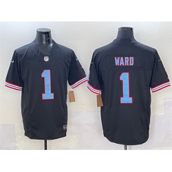 Men Tennessee Titans 1 Cameron Ward Black 2025 Draft F U S E  Vapor Limited Stitched Football Jersey