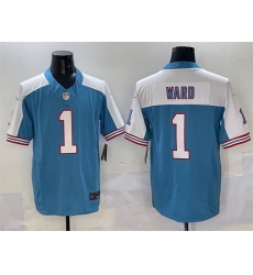 Men Tennessee Titans 1 Cameron Ward Blue White 2025 Draft F U S E  Vapor Limited Stitched Football Jersey