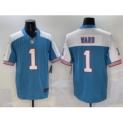 Men Tennessee Titans 1 Cameron Ward Blue White 2025 Draft F U S E  Vapor Limited Stitched Football Jersey
