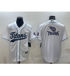 Men Tennessee Titans White Team Big Logo With Patch Cool Base Stitched Baseball Jersey