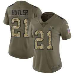 Nike Titans #21 Malcolm Butler Olive Camo Womens Stitched NFL Limited 2017 Salute to Service Jersey