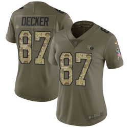 Nike Titans #87 Eric Decker Olive Camo Womens Stitched NFL Limited 2017 Salute to Service Jersey