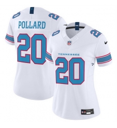 Women Tennessee Titans  20 Tony Pollard White 2026 F U S E  Vapor Limited Stitched Football Jersey