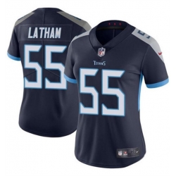 Women Tennessee Titans 55 JC Latham Navy 2024 Draft Vapor Stitched Football Jersey