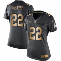 Womens Nike Tennessee Titans 22 Derrick Henry Limited BlackGold Salute to Service NFL Jersey