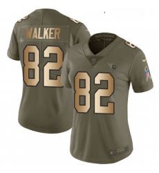 Womens Nike Tennessee Titans 82 Delanie Walker Limited OliveGold 2017 Salute to Service NFL Jersey