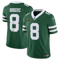 Men New York Jets 8 Aaron Rodgers Green 2024 F U S E  With 4 Star C Patch Vapor Limited Stitched Jersey