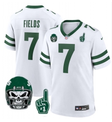Men's Nike Justin Fields #7 White Skull New York Jets Stitched F U S E Jersey Men's Nike Justin Fields #7 White Skull New York Jets Stitched F U S E Jersey