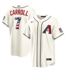 Men Arizona Diamondbacks 7 Corbin Carroll Cream 2026 USA 250 Fourth of July Home Stadium Stitched Baseball Jersey Men Arizona Diamondbacks 7 Corbin Carroll Cream 2026 USA 250 Fourth of July Home Stadium Stitched Baseball Jersey
