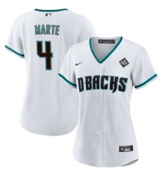 Women Arizona Diamondbacks 4 Ketel Marte White 2023 World Series Stitched Baseball Jersey 28Run Small 29