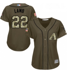 Womens Majestic Arizona Diamondbacks 22 Jake Lamb Authentic Green Salute to Service MLB Jersey 