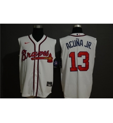 Braves 13 Ronald Acuna Jr  White Nike Cool Base Sleeveless Jersey