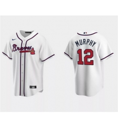 Men Atlanta Braves 12 Sean Murphy White Cool Base Stitched Baseball Jersey