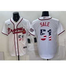 Men Atlanta Braves 51 Chris Sale White USA 250 Fourth of July Home Stadium Stitched Baseball Jersey Men Atlanta Braves 51 Chris Sale White USA 250 Fourth of July Home Stadium Stitched Baseball Jersey