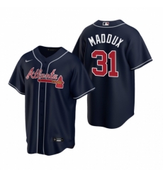 Mens Nike Atlanta Braves 31 Greg Maddux Navy Alternate Stitched Baseball Jerse