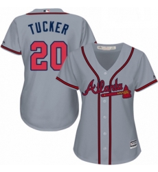 Womens Majestic Atlanta Braves 20 Preston Tucker Authentic Grey Road Cool Base MLB Jersey 