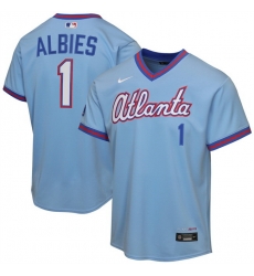 Youth Atlanta Braves  1 Ozzie Albies Powder Blue 2026 City Connect Stadium Stitched Baseball Jersey