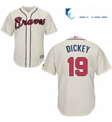 Youth Majestic Atlanta Braves 19 RA Dickey Authentic Cream Alternate 2 Cool Base MLB Jersey